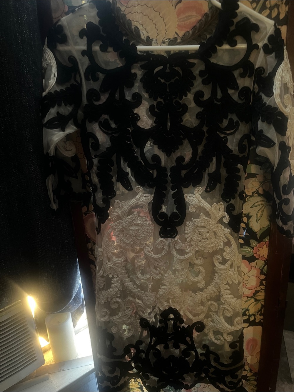 Yoana Baraschi Black Appliqué Sheer Midi Dress flaw in pic